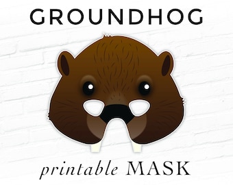 Groundhog Printable Mask Groundhog Day Beaver Mask Punxsutawney Phil Woodchuck Easy Mask Printable Party Holiday Mask Masquerade Cosplay