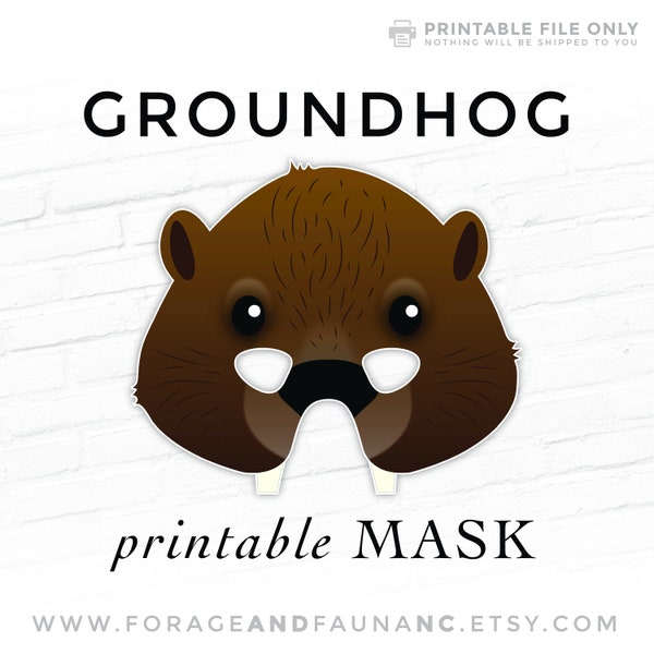 Groundhog Printable Mask Groundhog Day Beaver Mask Punxsutawney Phil Woodchuck Easy Mask Printable Party Holiday Mask Masquerade Cosplay