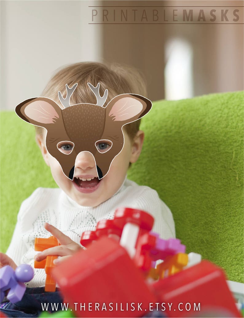 Printable Reindeer Mask Stag Mask Masquerade Rudolph Mask | Etsy