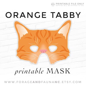 Orange Tabby Cat Printable Halloween Animal Mask Kitty Kitten Ginger Cream Heathcliff Garfield Crookshanks Party Costume Pet Fantasy Cosplay