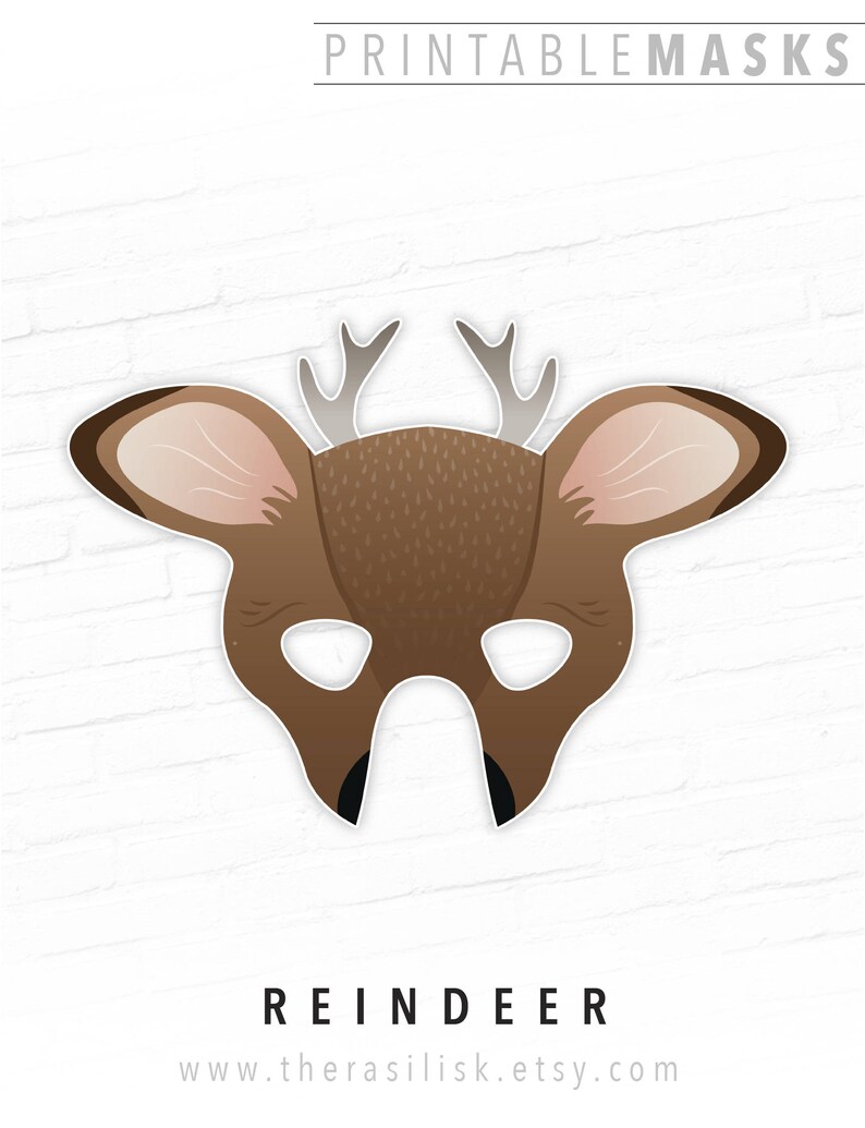 Printable Reindeer Mask Stag Mask Masquerade Rudolph Mask | Etsy