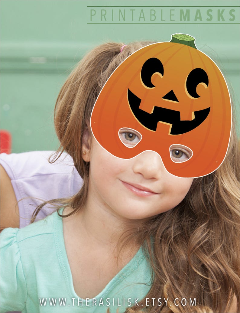 Halloween Mask, Jackolantern Printable Mask, Happy Pumpkin Costume