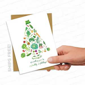 Professional Holiday Cards, Vegetable Christmas Greeting Cards Healthy Holidays Vegetables Fitness Christmas Food Christmas Card Green