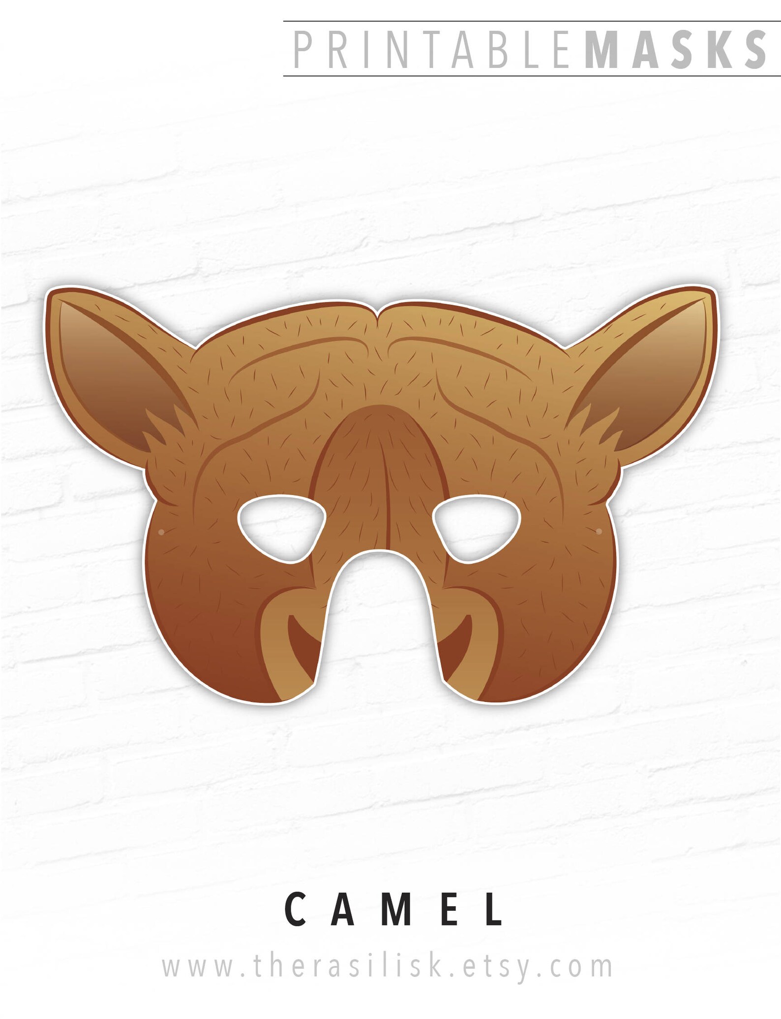 Printable Animal Mask Camel Printable Mask Paper Masks Etsy