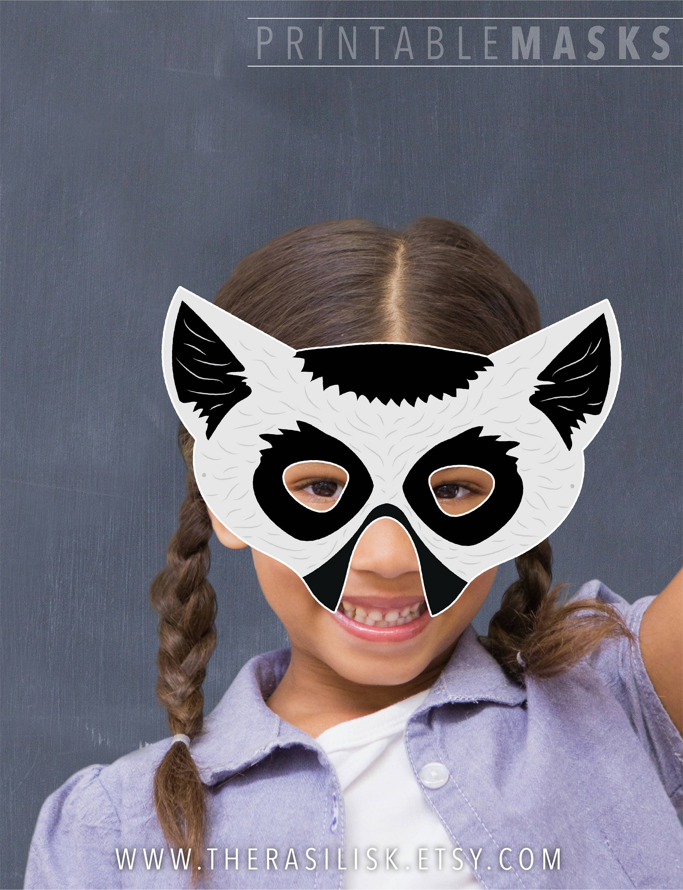 Printable Animal Mask Halloween Mask Lemur Mask Paper Mask | Etsy
