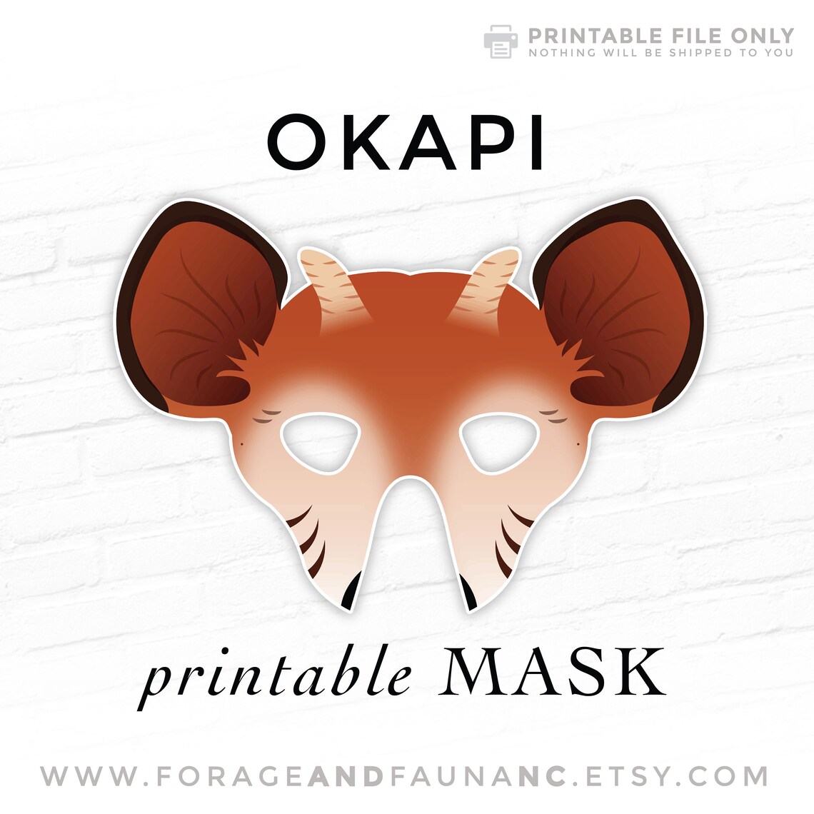 Okapi African Deer Printable Halloween Party Costume Mask Printable ...