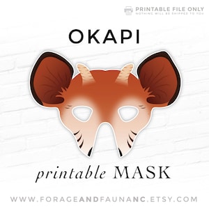 Okapi African Deer Printable Halloween Party Costume Mask Printable Animal Masks Photo Booth Props Forest Giraffe Zebra Deer Ajabu