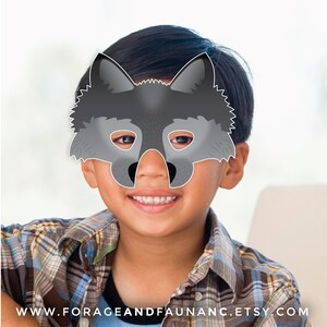 Gray Wolf Printable Halloween Mask Grey Wolfdog Big Bad Wolf Direwolf Photo Booth Prop Fairy Tale Costume Husky Malamute Sleddog Shepherd image 3