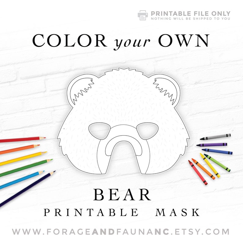 Bear Coloring Mask Printable Halloween Black Bear Polar Bear Coloring