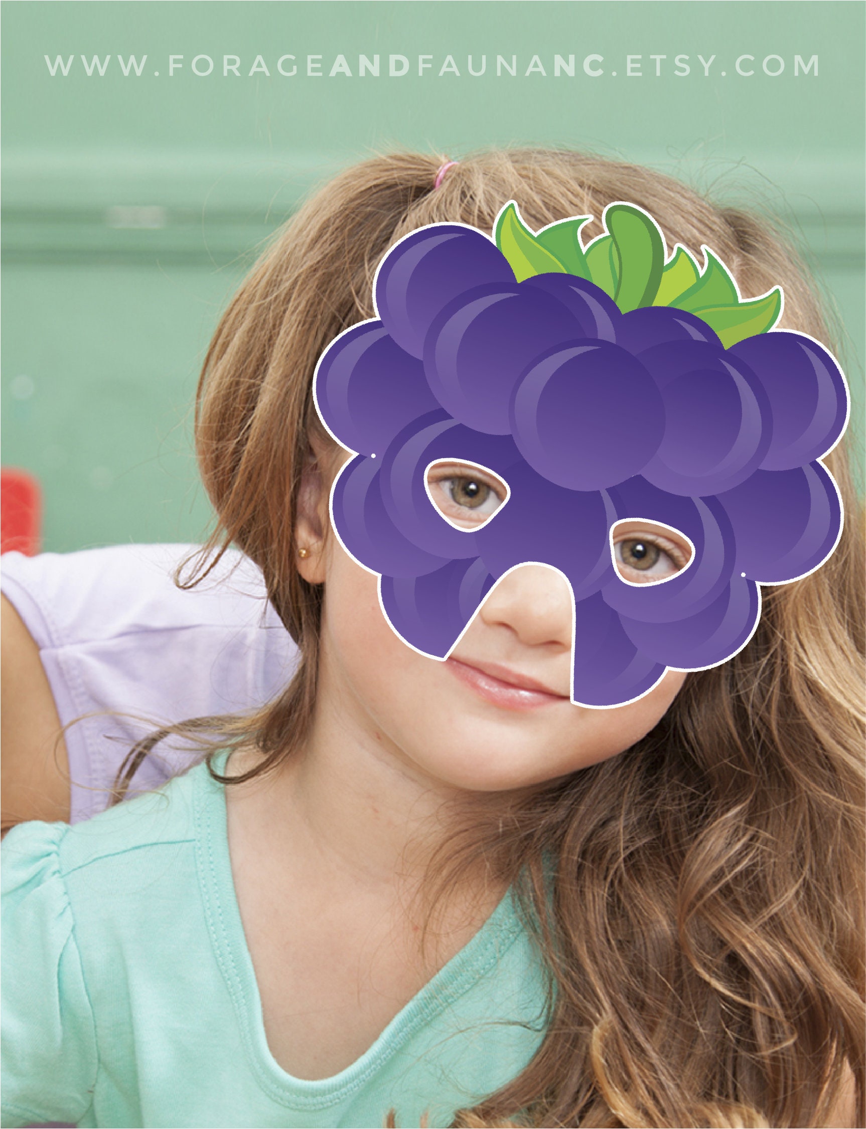 Blackberry Mask Printable Mask Fruit Mask Food Mask Playtime Etsy