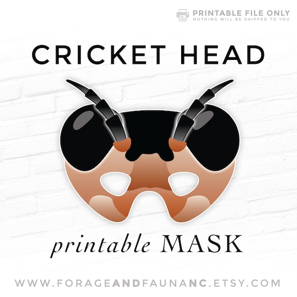 Cricket Head Printable Mask Insect Bug Head Mask Grasshopper Mask Summer Spring Pretend Play Costumes Printable Animal Masks Photo Booth