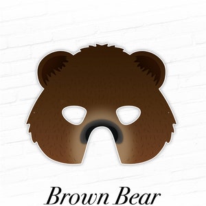 Brown Bear Printable Animal Mask, Woodland Animals, Grizzly, Kodiak ...