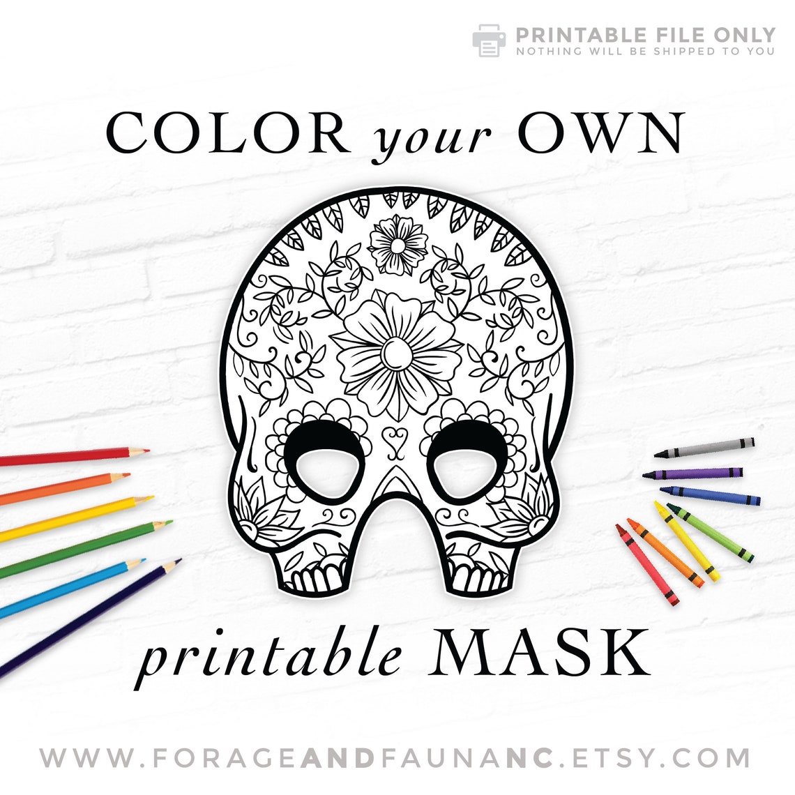 Coloring Fun Day of the Dead Printable Mask Activity Mexican - Etsy