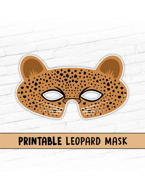 Leopard Printable Mask Kids Party Halloween Costume Mask | Etsy