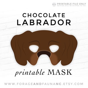 Chocolate Brown Labrador Printable Dog Mask Halloween Costume Printable Animal Masks Lab Dog Party Costumes Puppy Mask Play Props Preschool