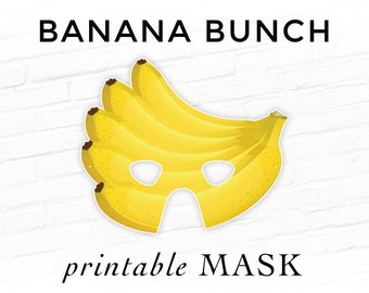 Bananas Printable Party Mask Tropical Fruit Halloween Play Costume Photo Booth Props Masquerade Kids Childrens Printables Banana