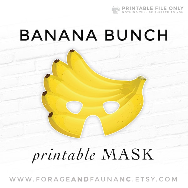 Bananas Printable Party Mask Tropical Fruit Halloween Play Costume Photo Booth Props Masquerade Kids Childrens Printables Banana
