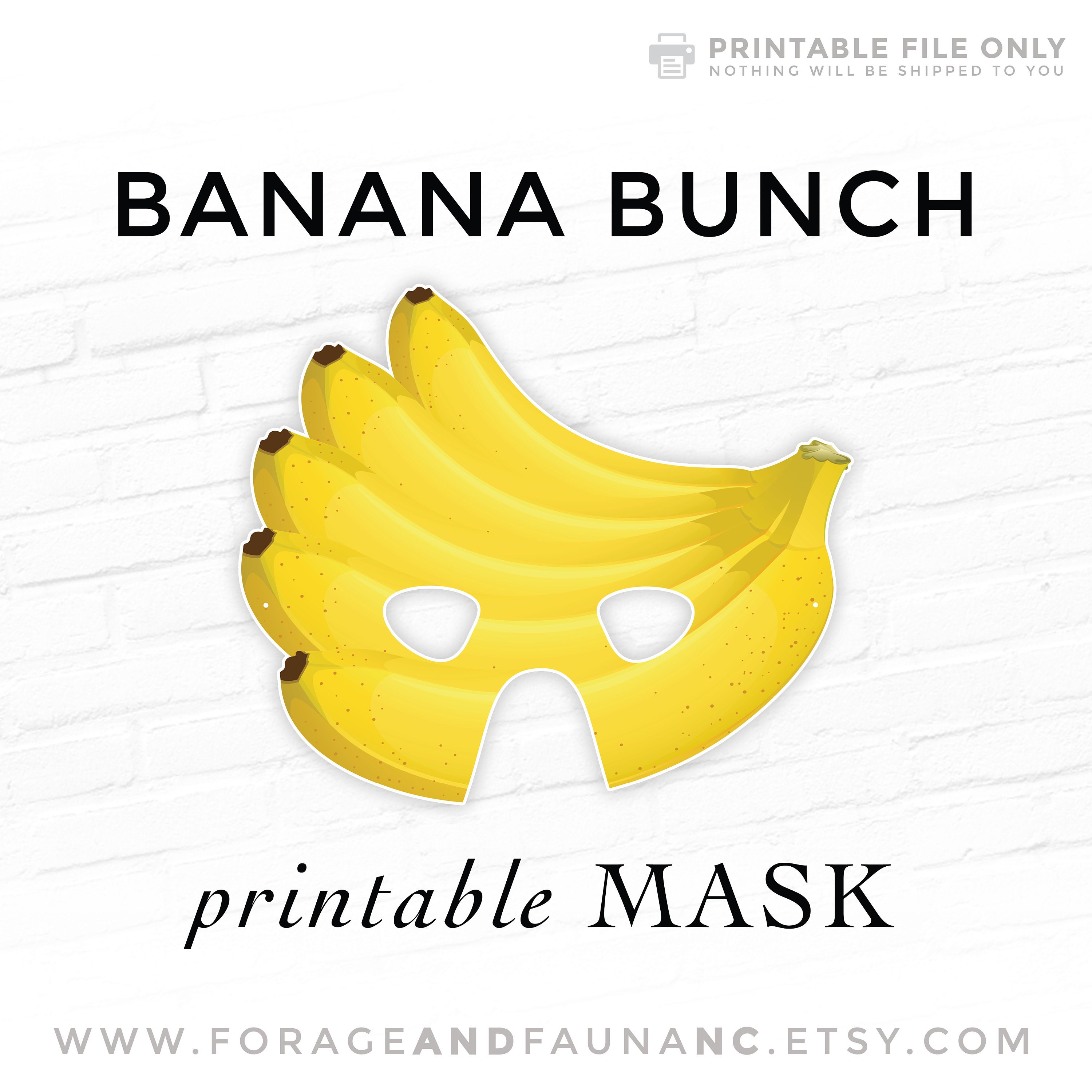 Bananas Printable Party Mask Tropical Fruit Halloween Play pic