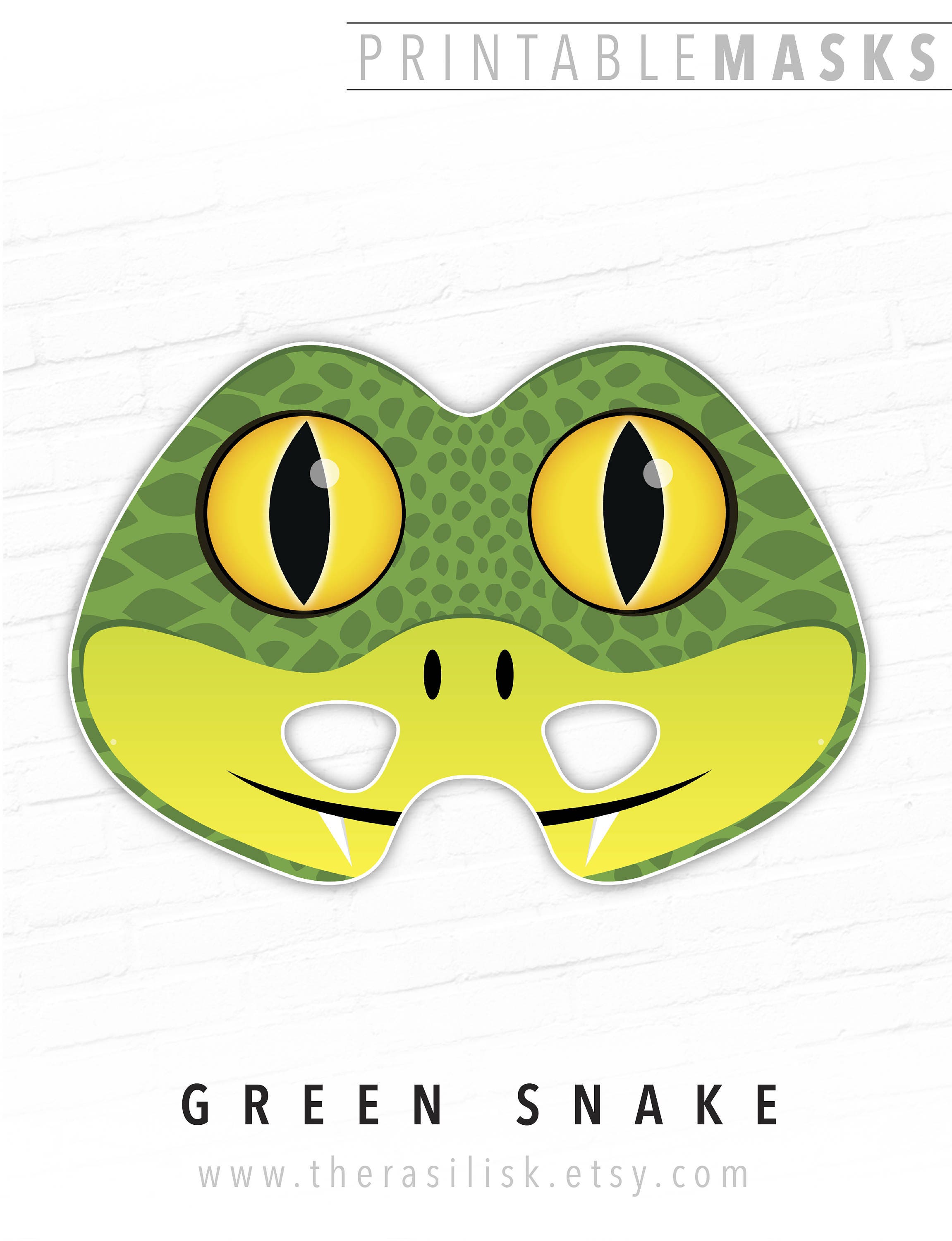 green snake printable mask animal mask halloween mask animal masks printable