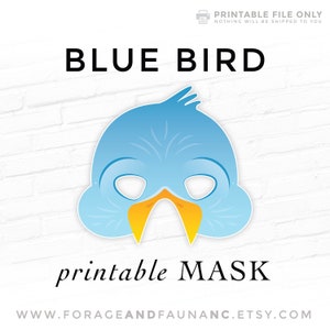 Blue Bird Printable Mask Mountain Bluebird Costume Printable Mask Spring Easter Grosbeak Party Mask Halloween Photo Booth Indigo Bunting Jay