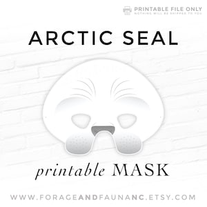 Arctic White Seal Printable Animal Mask Harp Seal Saddleback Greenland Sea Life Costume Mask Photo Booth Prop Theater Cosplay Kids True Seal