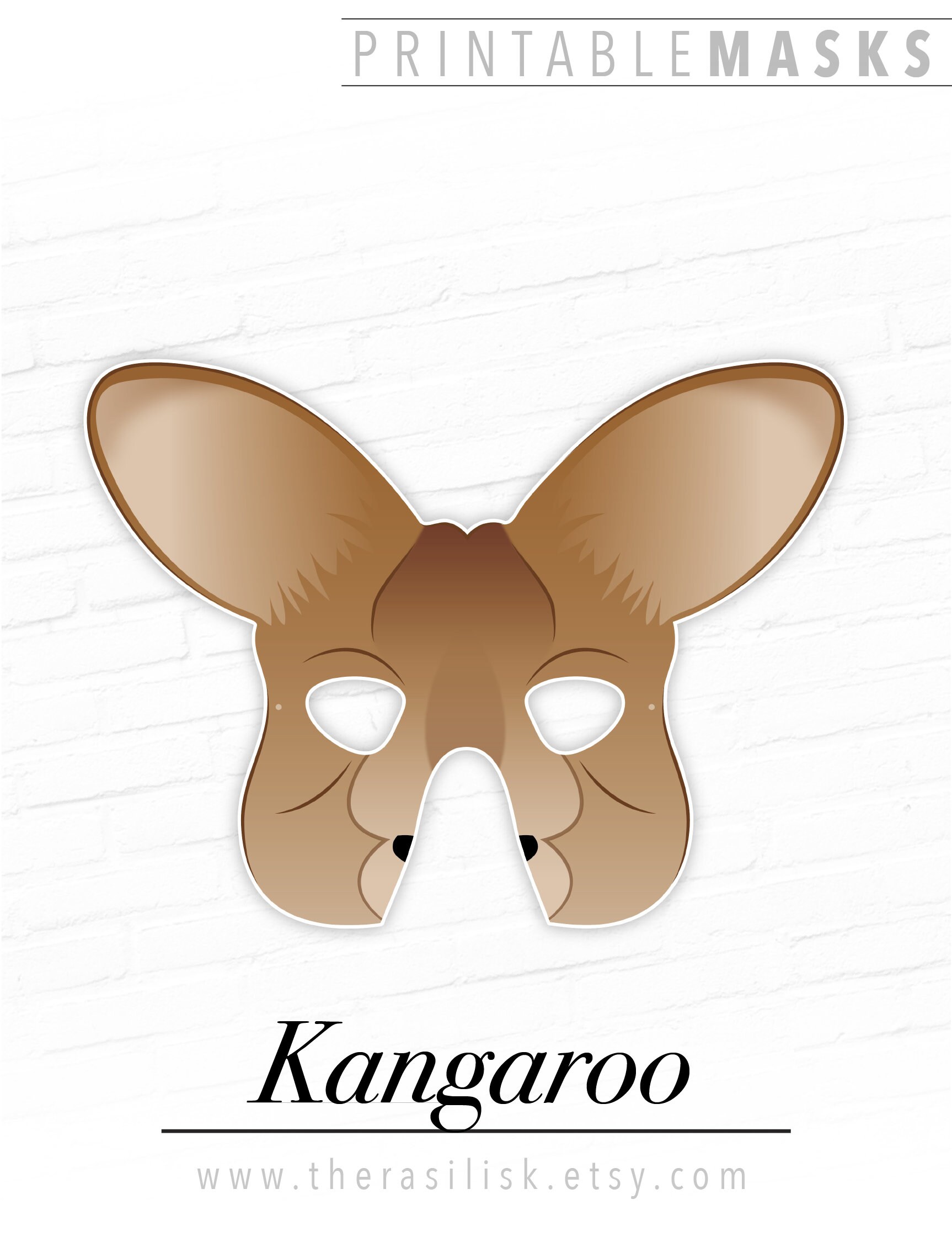 Printable Kangaroo Mask Kids Animal Costume Cosplay | Etsy