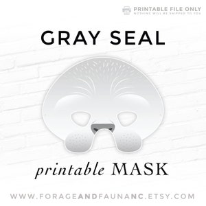 Gray Seal Printable Animal Mask True Seal Pinniped Harbour Harbor Seal Grey Sea Life Costume Mask Photo Booth Prop Theater Cosplay Kids