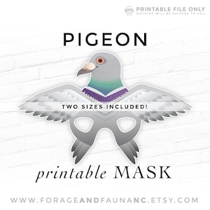 Pigeon Printable Bird Mask Mourning Dove Costume Halloween Party Animal Collared Rock Spotted Inca Cosplay Photo Booth Prop School Play