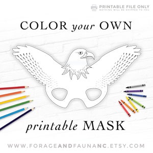 Coloring Fun Bald Eagle Mask Activity Eagle Mask Bird Mask Birthday Game America Mask Halloween Coloring Book Animal Mask Photo Booth Prop