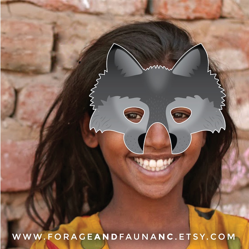 Gray Wolf Printable Halloween Mask Grey Wolfdog Big Bad Wolf Direwolf Photo Booth Prop Fairy Tale Costume Husky Malamute Sleddog Shepherd image 7