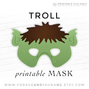 Halloween masker afdrukbaar masker Troll masker Monster masker sprookje Photo Booth Props afdrukbare Ogre masker papieren masker kostuum voor kinderen spelen Prop