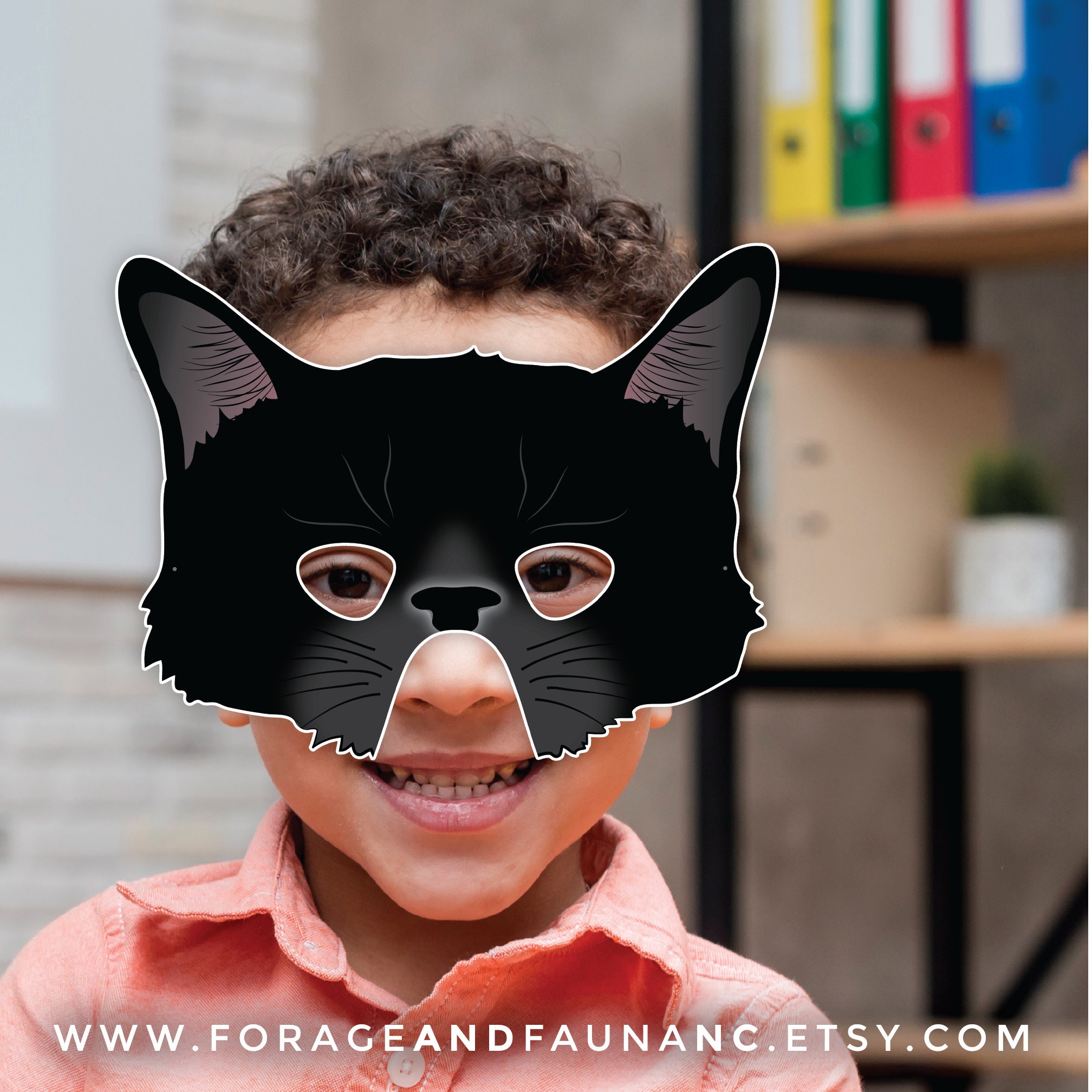 Black Cat Printable Mask Halloween Mask Witches Familiar Mask
