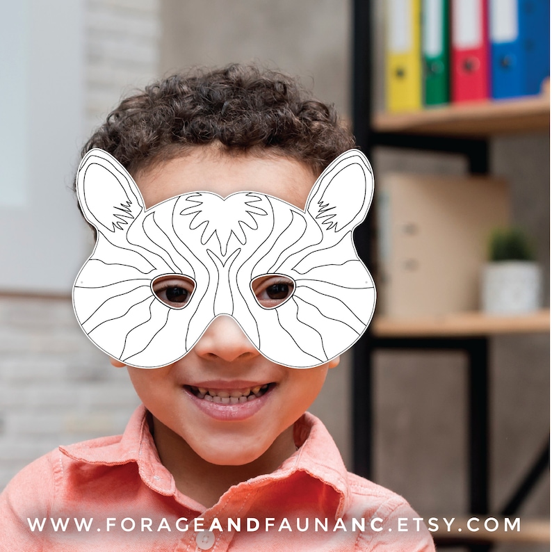 Zebra Mask Printable Coloring Book Page Photo Booth Props Etsy