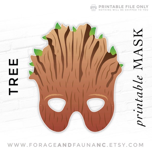 Tree Printable Mask Halloween Mask Printable Party Mask Make Believe Fantasy Fairy Tale Twig Stick Costume Kids Children