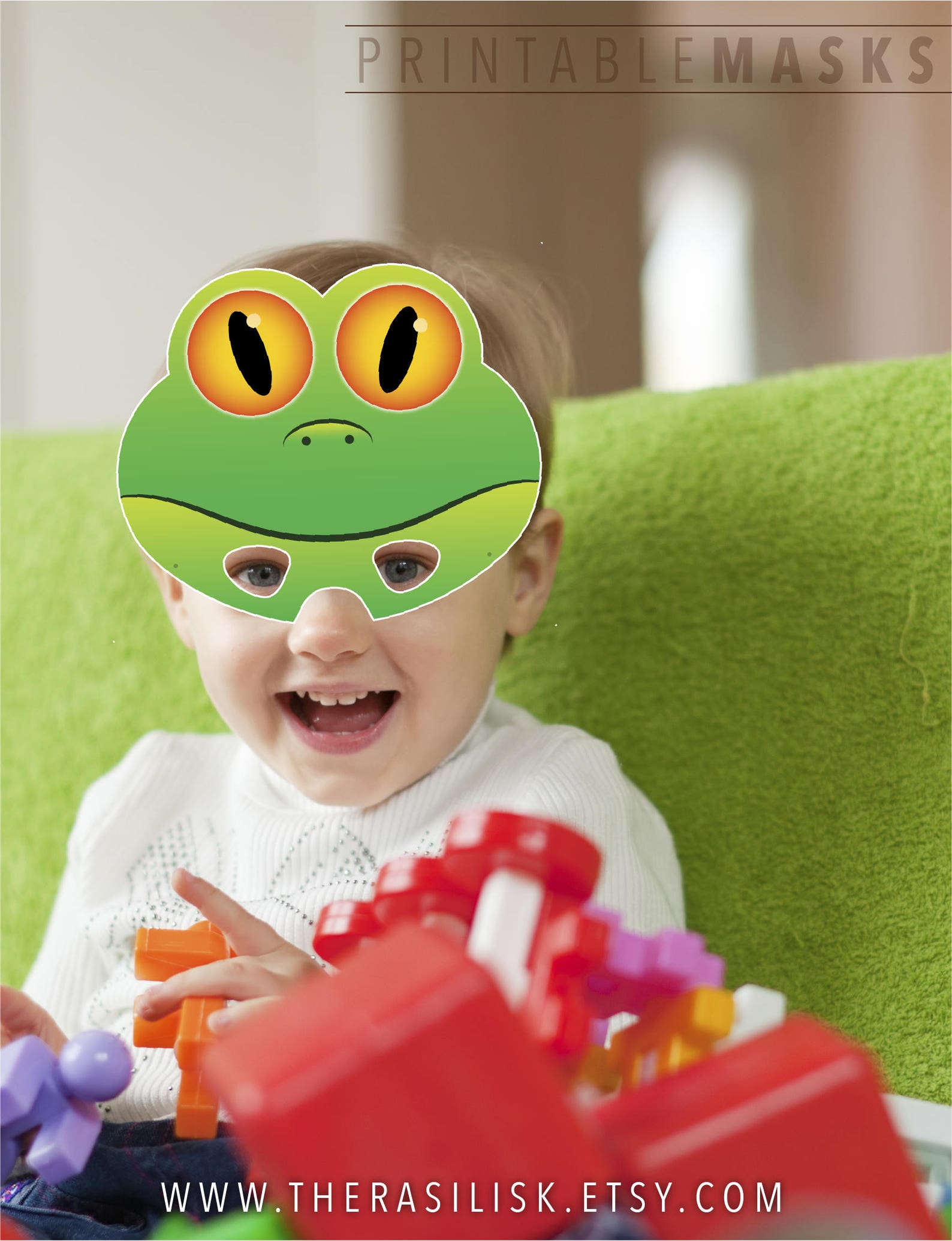 Printable Mask Halloween Mask Animal Mask Frog Mask Green Etsy