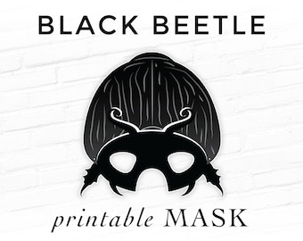 Scarab Mask Black Beetle Printable Insect Bug Costume Dung Beetle Insect Mask Diving Beetle Black Rhino Beetle Halloween Party Mask For Kids