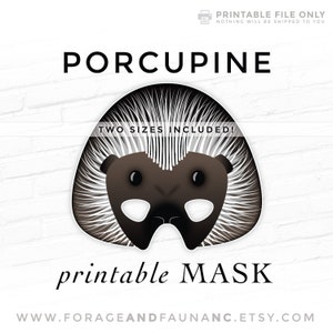 Porcupine Printable Animal Costume Mask Large Rodent Kids Children Birthday Party Halloween Quill Pig Photo Booth Prop Cosplay Masquerade