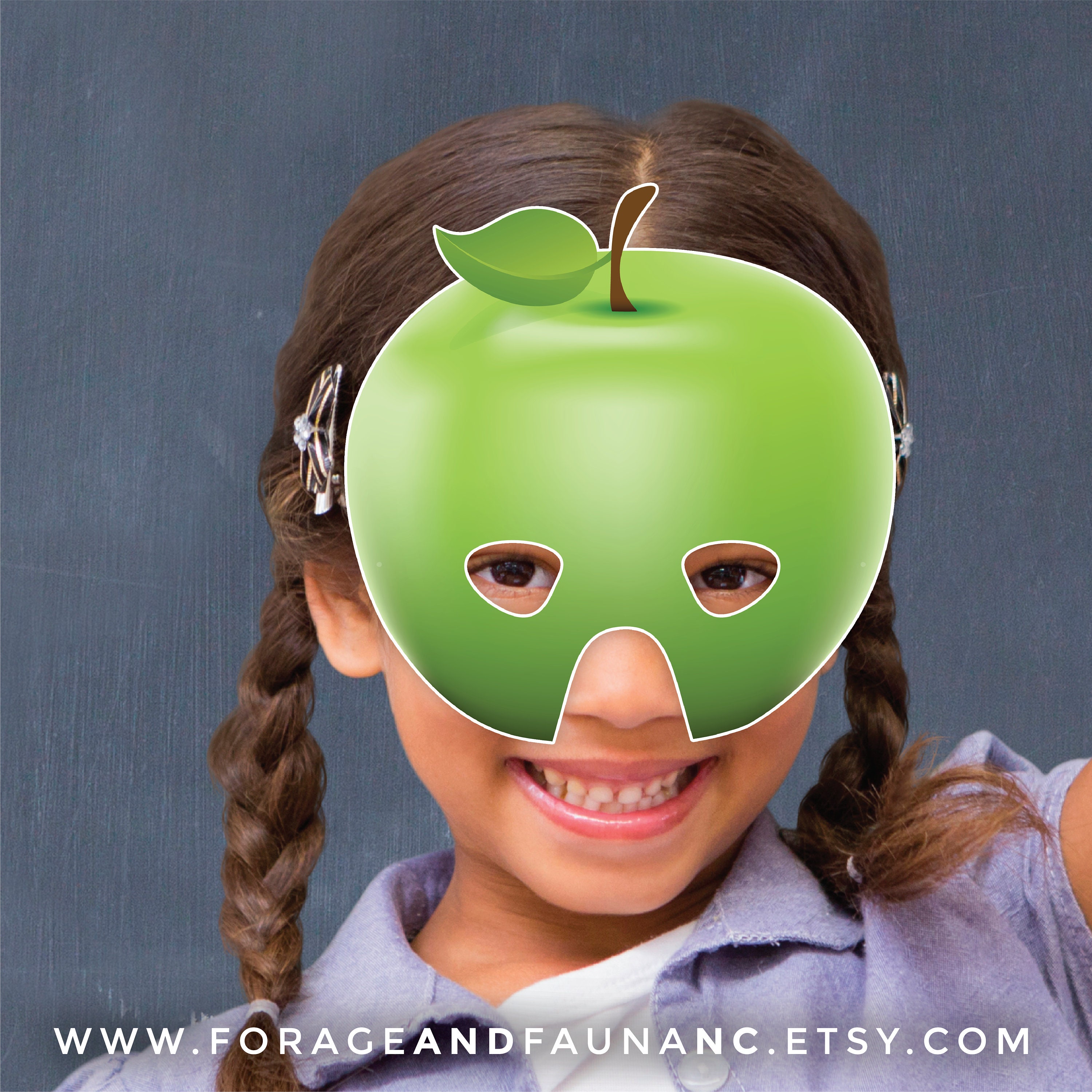 Green Apple Printable Party Mask Fruit Mask Party Play Props Etsy UK