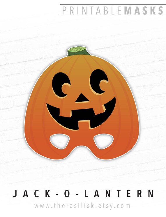 Halloween Mask Jack-O-Lantern Printable Mask Happy Pumpkin | Etsy