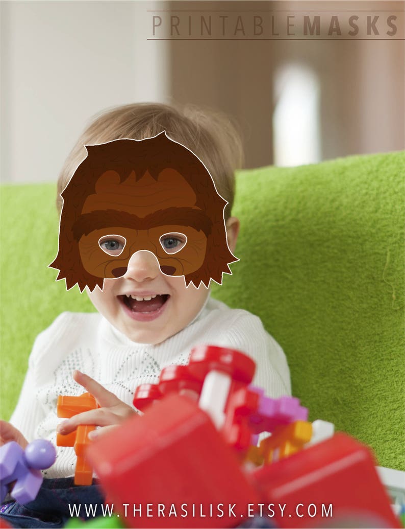 Printable Mask Halloween Mask Sasquatch Big Foot Monster | Etsy