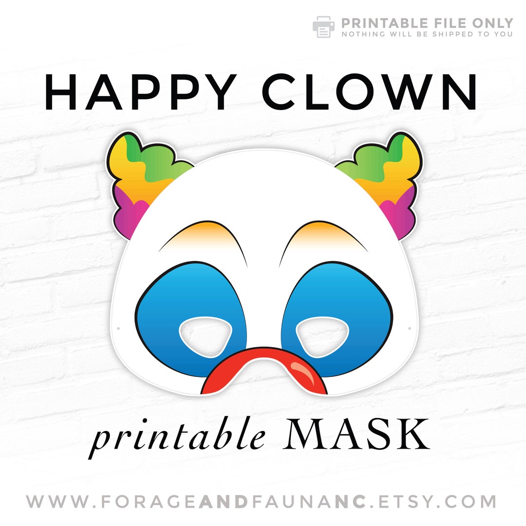 Happy Clown Printable Halloween Mask Circus Carnivale Party Costume ...