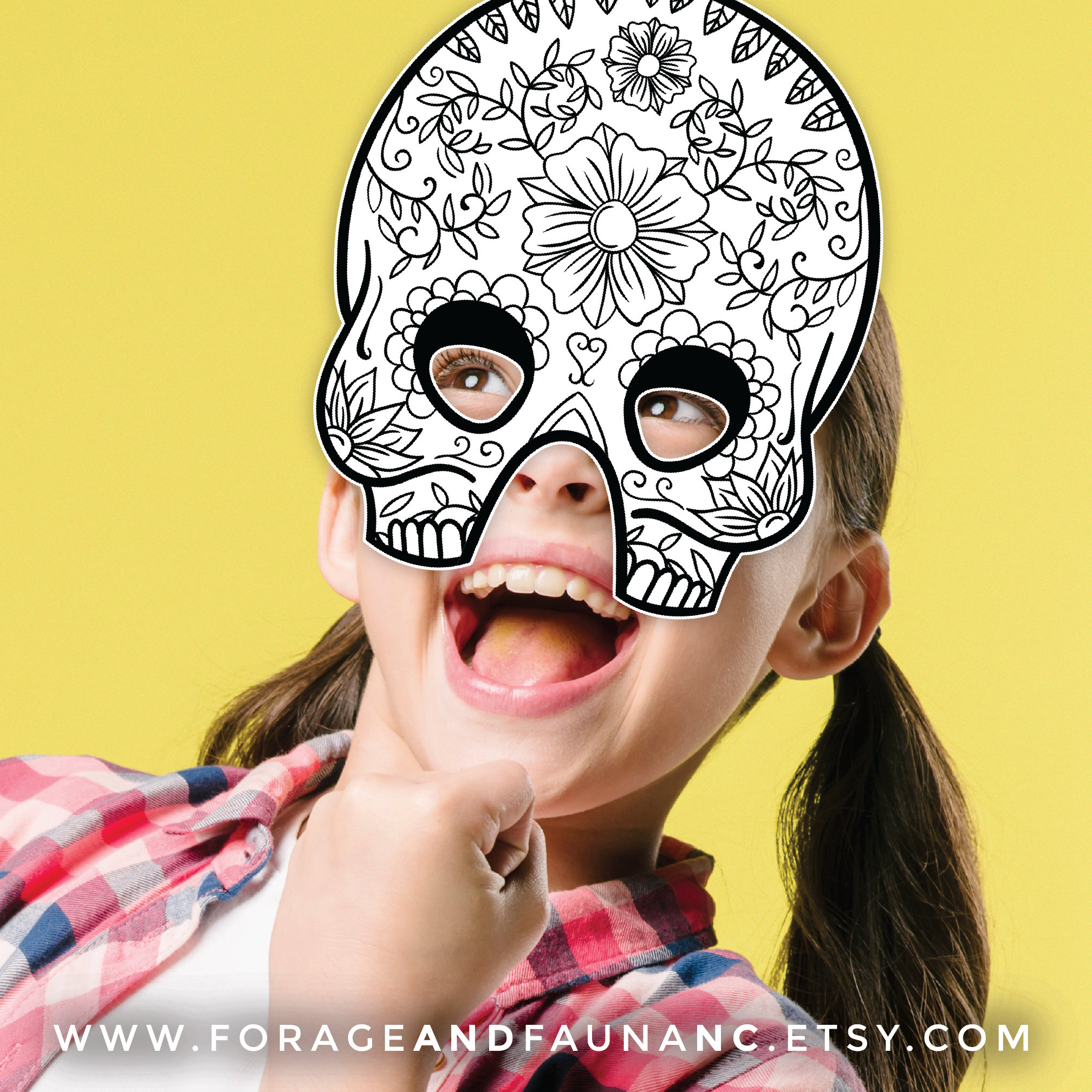 Coloring Fun Day of the Dead Printable Mask Activity Mexican Sugar ...