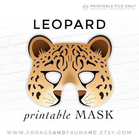 Cheetah Mask Printable Halloween Costume Jaguar Leopard Animal Masks  Childrens Adults Party PDF Masquerade Birthday Decoration Carnival Cat 