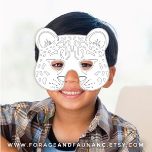 Leopard Coloring Mask Printable Halloween Big Cat Coloring Book Page Birthday Party Activity ...