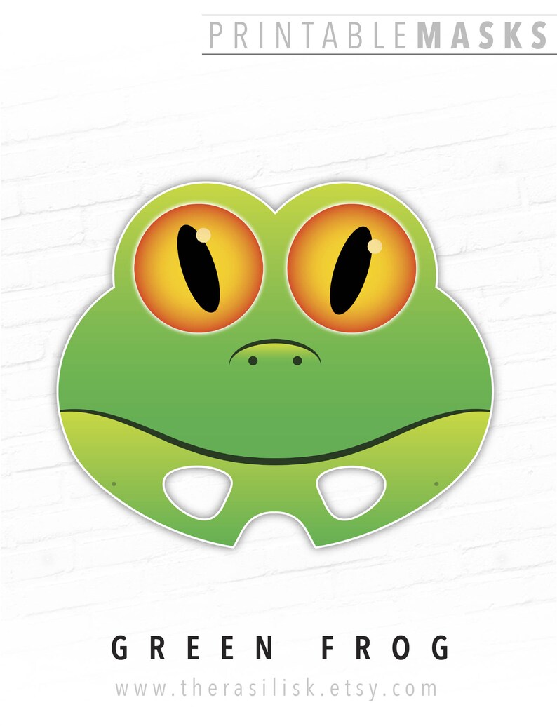 Printable Mask Halloween Mask Animal Mask Frog Mask Green Etsy