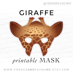 Giraffe Printable Mask, Halloween Mask, Printable Animal Mask, Giraffe, Photo Booth Props, Pretend Play, Theater Mask, Kids Costume, Jungle