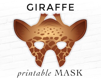 Giraffe Printable Mask, Halloween Mask, Printable Animal Mask, Giraffe, Photo Booth Props, Pretend Play, Theater Mask, Kids Costume, Jungle