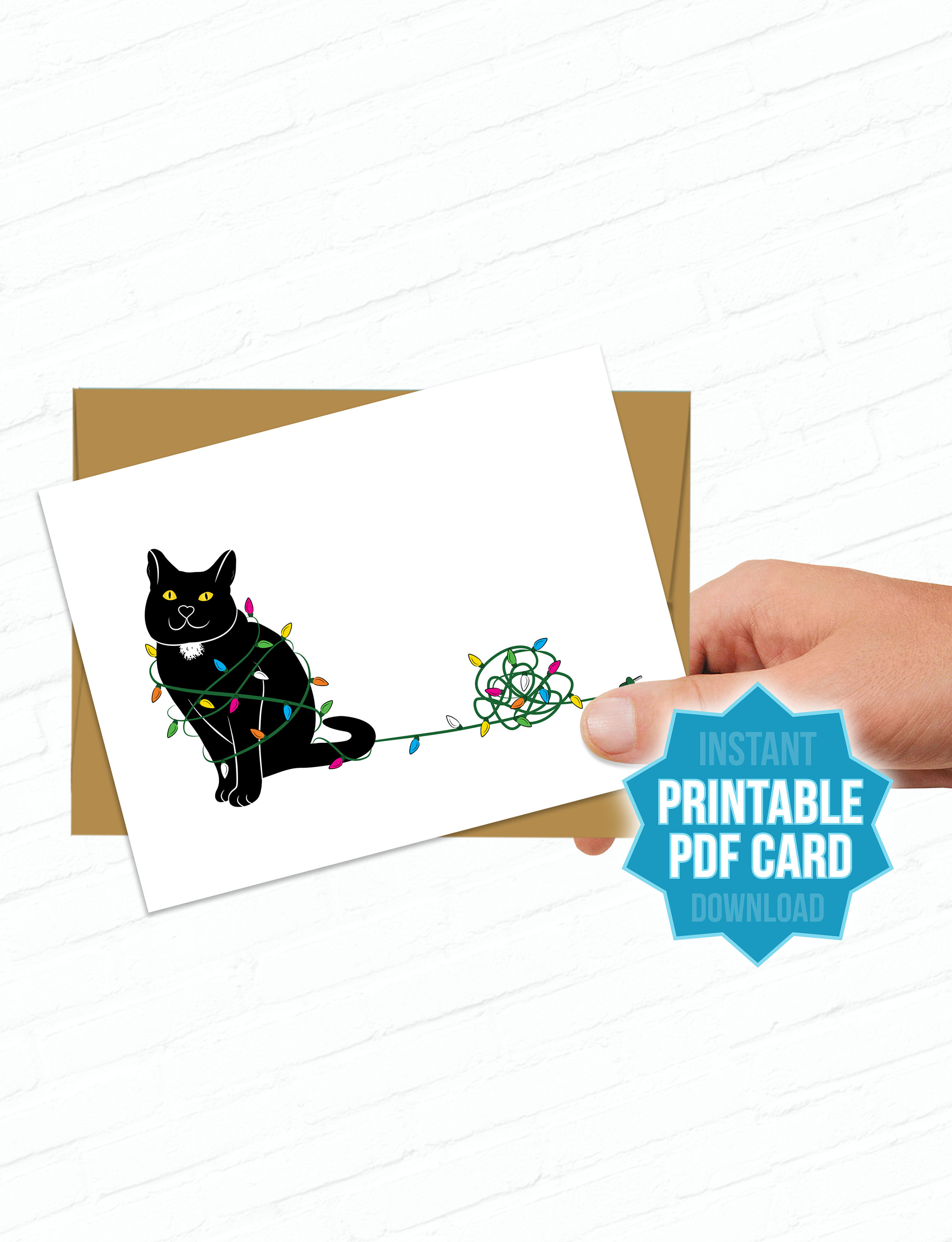 Printable Cat Cards Cat Christmas Cards Black Cat Holiday - Etsy
