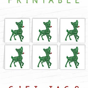 Printable Christmas Gift Tags, Rudolph Red Nosed Reindeer, Holiday Gift Labels, Christmas Hang ...
