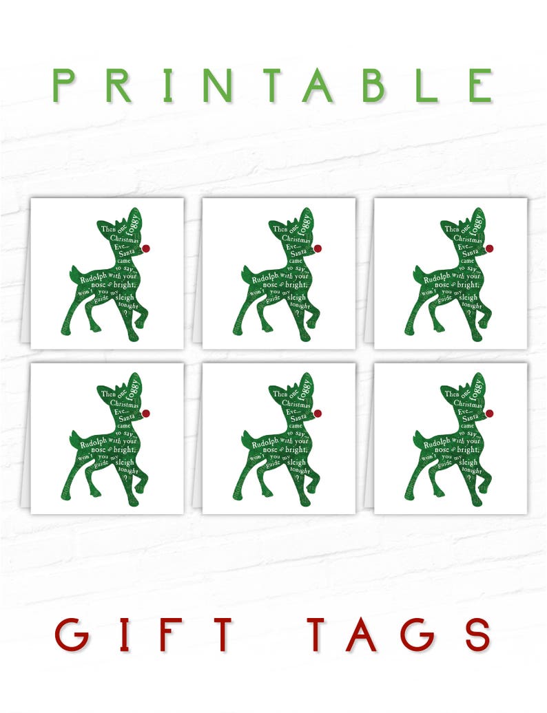 Printable Christmas Gift Tags, Rudolph Red Nosed Reindeer, Holiday Gift ...